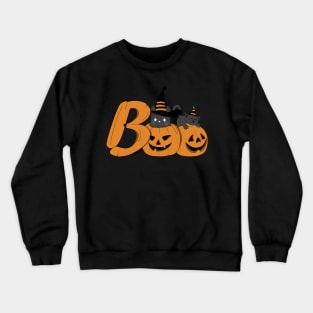 Halloween Cats And Pumpkins Boo Crewneck Sweatshirt